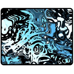 Black Blue White Abstract Art Fleece Blanket (medium)  by SpinnyChairDesigns