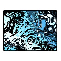 Black Blue White Abstract Art Fleece Blanket (small) by SpinnyChairDesigns