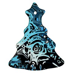 Black Blue White Abstract Art Christmas Tree Ornament (two Sides) by SpinnyChairDesigns