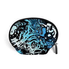 Black Blue White Abstract Art Accessory Pouch (small) by SpinnyChairDesigns