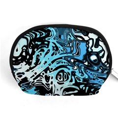 Black Blue White Abstract Art Accessory Pouch (medium) by SpinnyChairDesigns