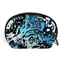 Black Blue White Abstract Art Accessory Pouch (large) by SpinnyChairDesigns