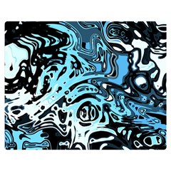 Black Blue White Abstract Art Double Sided Flano Blanket (medium)  by SpinnyChairDesigns