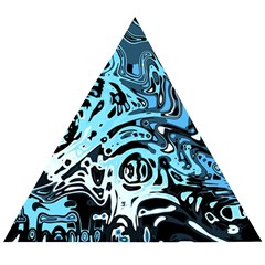 Black Blue White Abstract Art Wooden Puzzle Triangle by SpinnyChairDesigns