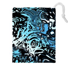 Black Blue White Abstract Art Drawstring Pouch (5xl)