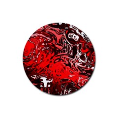 Red Black Abstract Art Rubber Round Coaster (4 Pack)  by SpinnyChairDesigns