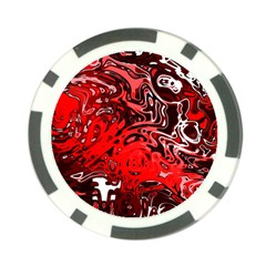 Red Black Abstract Art Poker Chip Card Guard by SpinnyChairDesigns