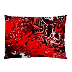 Red Black Abstract Art Pillow Case by SpinnyChairDesigns