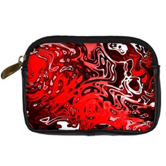 Red Black Abstract Art Digital Camera Leather Case