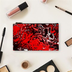 Red Black Abstract Art Cosmetic Bag (small) by SpinnyChairDesigns