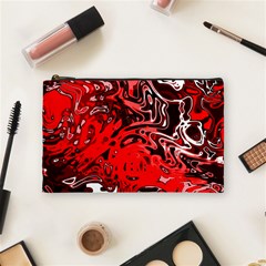 Red Black Abstract Art Cosmetic Bag (medium) by SpinnyChairDesigns