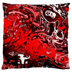 Red Black Abstract Art Large Cushion Case (two Sides) by SpinnyChairDesigns