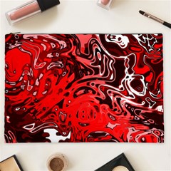 Red Black Abstract Art Cosmetic Bag (xxl) by SpinnyChairDesigns