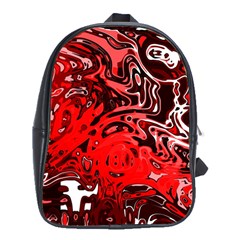 Red Black Abstract Art School Bag (xl) by SpinnyChairDesigns