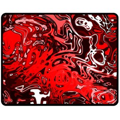 Red Black Abstract Art Double Sided Fleece Blanket (medium)  by SpinnyChairDesigns