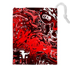 Red Black Abstract Art Drawstring Pouch (4xl) by SpinnyChairDesigns