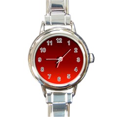 Scarlet Red Ombre Gradient Round Italian Charm Watch by SpinnyChairDesigns