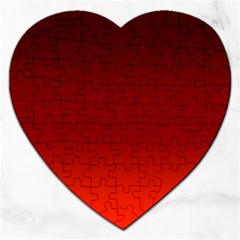 Scarlet Red Ombre Gradient Jigsaw Puzzle (heart) by SpinnyChairDesigns