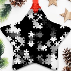 Black and White Jigsaw Puzzle Pattern Ornament (Star)