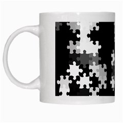 Black And White Jigsaw Puzzle Pattern White Mugs