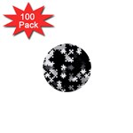 Black and White Jigsaw Puzzle Pattern 1  Mini Buttons (100 pack)  Front