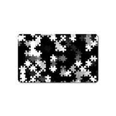 Black and White Jigsaw Puzzle Pattern Magnet (Name Card)