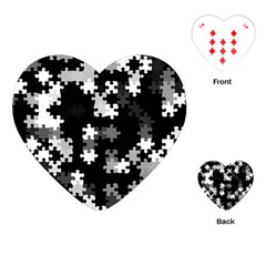 Black and White Jigsaw Puzzle Pattern Playing Cards Single Design (Heart)