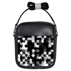 Black and White Jigsaw Puzzle Pattern Girls Sling Bag