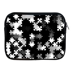 Black And White Jigsaw Puzzle Pattern Apple Ipad 2/3/4 Zipper Cases by SpinnyChairDesigns