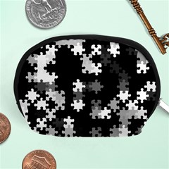 Black and White Jigsaw Puzzle Pattern Accessory Pouch (Medium)