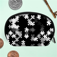 Black and White Jigsaw Puzzle Pattern Accessory Pouch (Large)