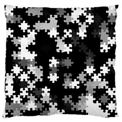 Black and White Jigsaw Puzzle Pattern Large Flano Cushion Case (Two Sides)