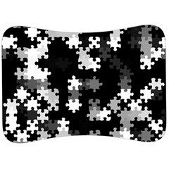 Black and White Jigsaw Puzzle Pattern Velour Seat Head Rest Cushion