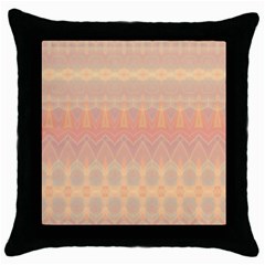 Boho Soft Peach Pattern Throw Pillow Case (black) by SpinnyChairDesigns