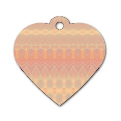 Boho Soft Peach Pattern Dog Tag Heart (two Sides) by SpinnyChairDesigns