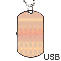 Boho Soft Peach Pattern Dog Tag Usb Flash (one Side) by SpinnyChairDesigns