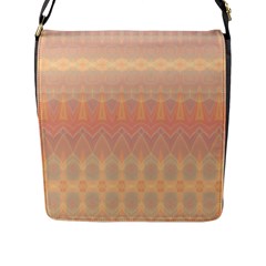 Boho Soft Peach Pattern Flap Closure Messenger Bag (l) by SpinnyChairDesigns