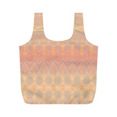 Boho Soft Peach Pattern Full Print Recycle Bag (m) by SpinnyChairDesigns