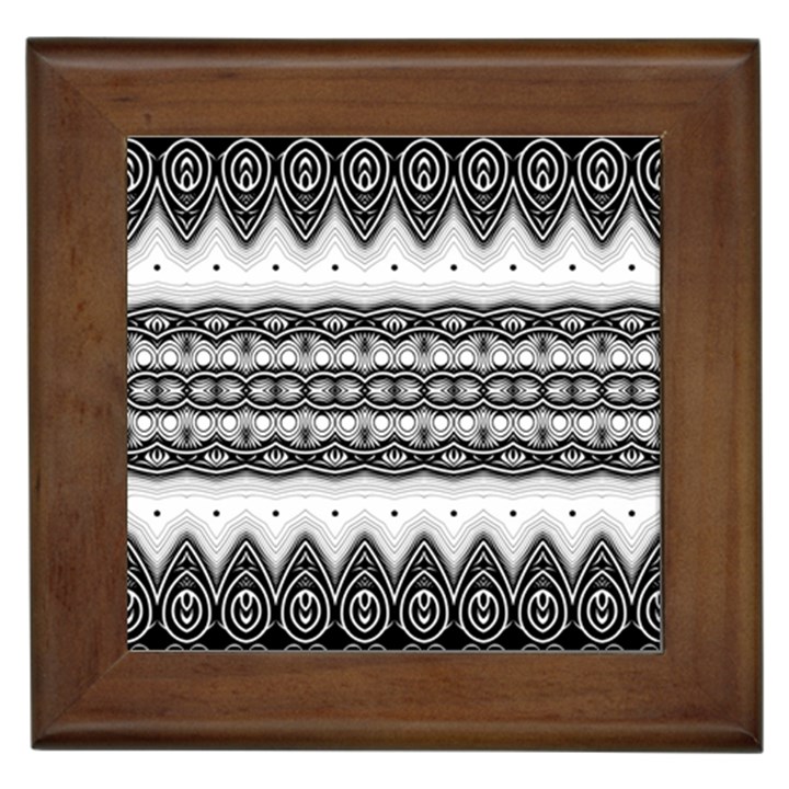 Boho Black And White  Framed Tile