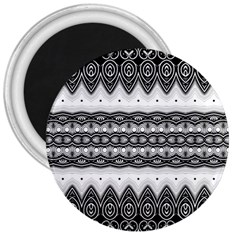 Boho Black And White  3  Magnets by SpinnyChairDesigns