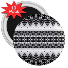 Boho Black And White  3  Magnets (10 Pack)  by SpinnyChairDesigns