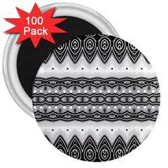 Boho Black And White  3  Magnets (100 Pack) by SpinnyChairDesigns