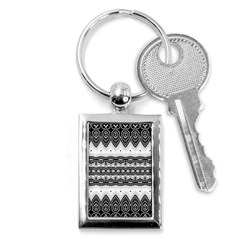 Boho Black And White  Key Chain (rectangle) by SpinnyChairDesigns