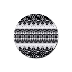 Boho Black And White  Rubber Round Coaster (4 Pack)  by SpinnyChairDesigns