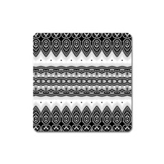 Boho Black And White  Square Magnet by SpinnyChairDesigns