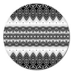 Boho Black And White  Magnet 5  (round) by SpinnyChairDesigns