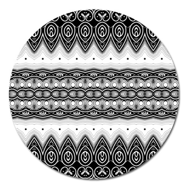 Boho Black And White  Magnet 5  (Round)