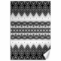 Boho Black And White  Canvas 12  X 18  by SpinnyChairDesigns