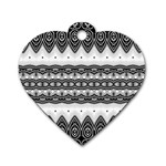 Boho Black And White  Dog Tag Heart (Two Sides) Front