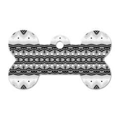 Boho Black And White  Dog Tag Bone (two Sides) by SpinnyChairDesigns